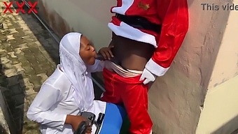 Steamy Christmas Encounter With Santa And A Sultry Hijabi Babe. Subscribe To Red.
