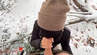Luna Gives A Public Blowjob In The Snow - Almost Gets Caught