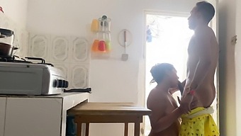 My Sister-In-Law Gets Anal And Vaginal Penetration In The Kitchen By My Brother