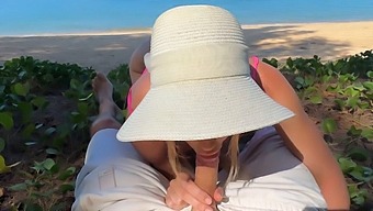 First-Time Blowjob On A Sunny Beach With A Russian Couple